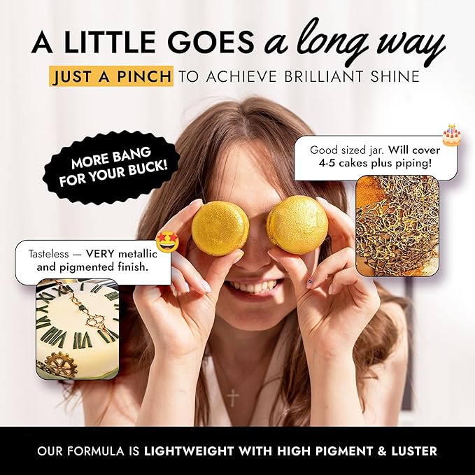 MONÉGASQUE Gold Edible Glitter for Drinks 7g – Edible Glitter for Cakes & Cocktails - Gold Luster Dust for Cocktail, Cake Decorating, Food Decorations Sprinkles Spray - Drink Shimmer Powder