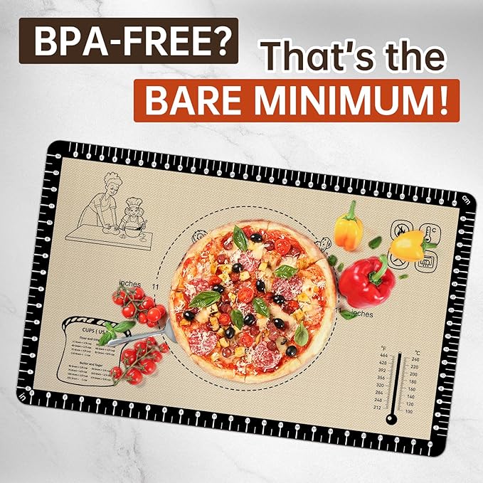 Silicone Baking Mat with 10 Recipes, Extra Thick Silicone Mats for Baking, Non Stick Pastry Mat,Reusable kneading Dough Rolling Mat for Cookie, Macaron, Bread, Pizza