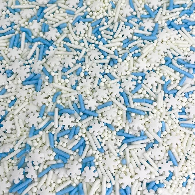 Manvscakes, Natural Sprinkles, No Artificial Dyes, Snowflake Edible Sprinkles, Holiday Cake Decorations, Dessert, Cookies, 3 ounces, Christmas Sprinkles, Winter Baking, Gluten Free, Blue Sprinkle