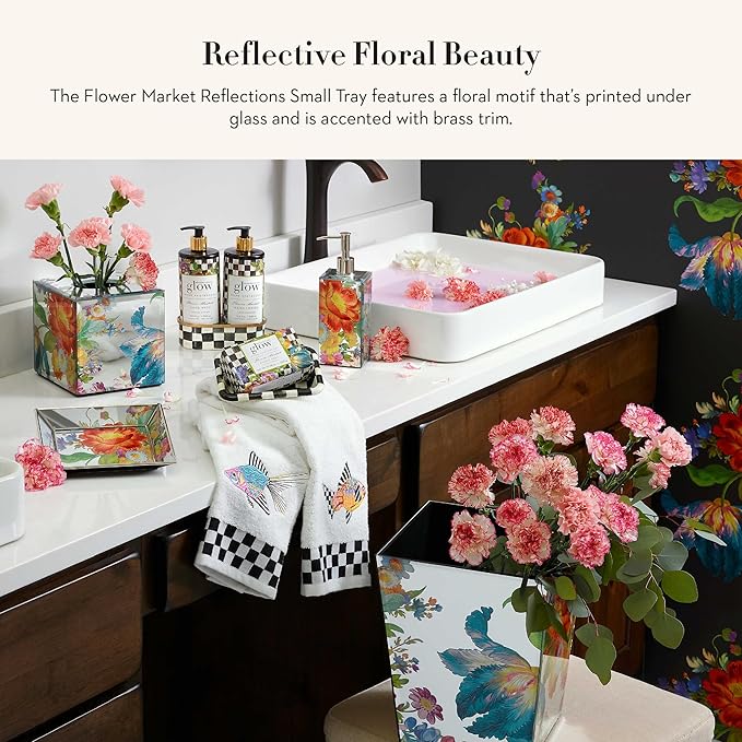 MACKENZIE-CHILDS Small Tray, Decorative Tray for Bathroom, Tray Decor, Flower Market Reflections