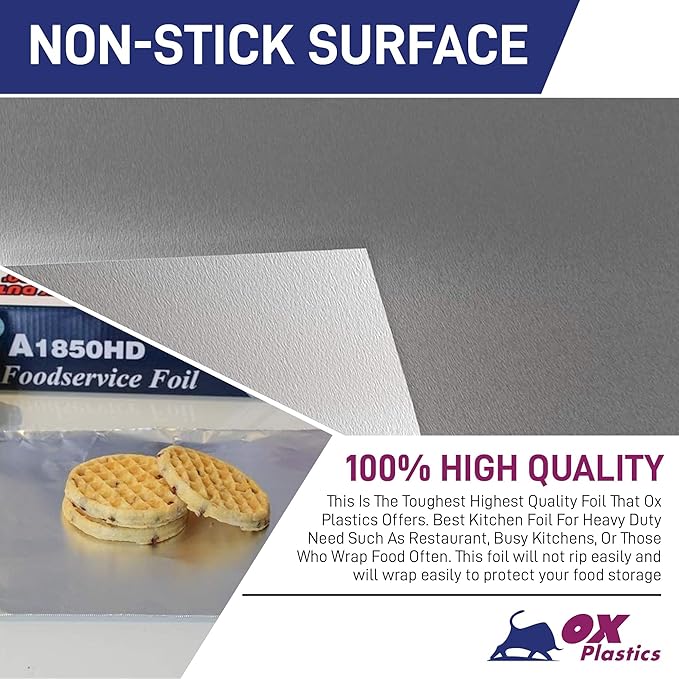 Aluminum Foil Wrap | Heavy-Duty, Commercial Grade for Food Service Industry | Silver Foil for Cooking, Roasting, Baking, BBQ & Parties | 18"x 500 feet (2 Pack)