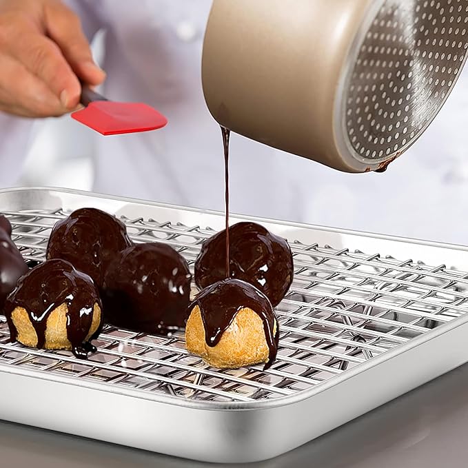 Stainless Steel Cooling Rack Size -Medium, 10 x 15 Inches, Dishwasher-Safe, Oven Safe, Cookie Cooling Racks for Baking & Cooking - Pack of 6