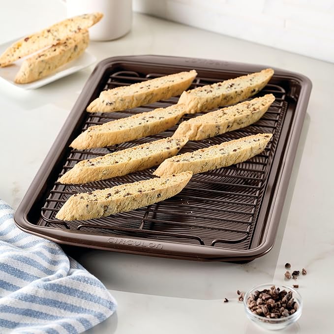 Circulon Nonstick Bakeware Set with Nonstick Cookie Sheet / Baking Sheet and Cooling Rack - 2 Piece, Chocolate Brown