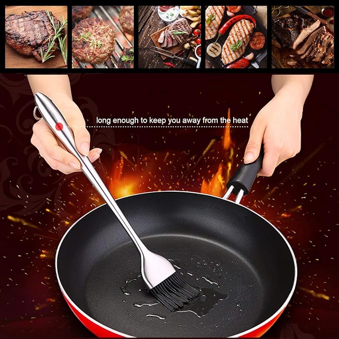 Kaycrown Stainless Steel Turkey Baster with BBQ/Grill Basting Brush, Commerical Grade Quality Silicone Bulb Including Flavor Needle and Cleaning Brush for Easy Clean Up