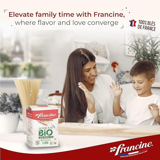 Francine Farne de Ble Bio - French T55 Organic All Purpose Flour (3 Pack, Total of 3kg)