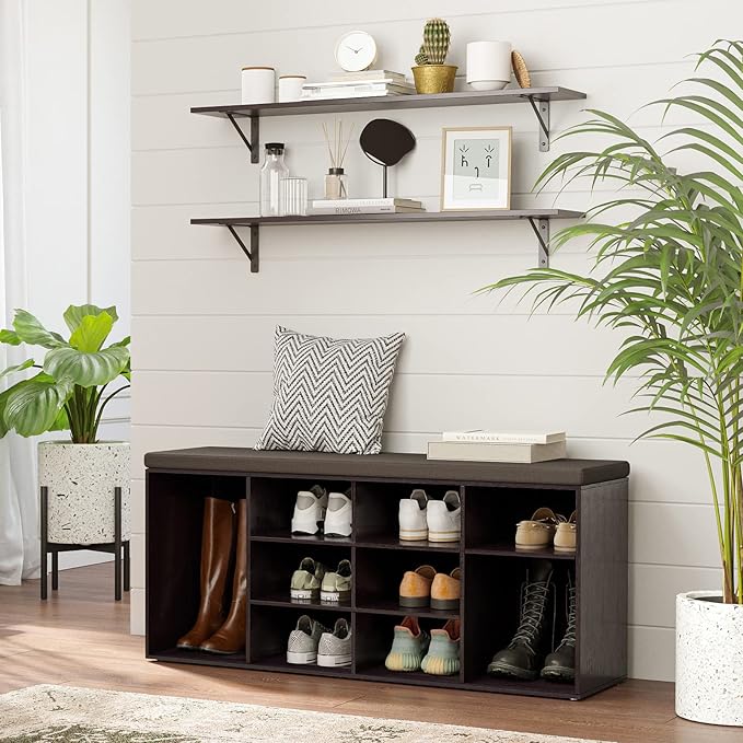 DINZI LVJ Long Wall Shelves, 39.4Inch Wall Mounted Shelves Set of 2, Extra Large Wall Storage Ledges with Sturdy Metal Brackets for Living Room, Bathroom, Bedroom, Kitchen, Espresso