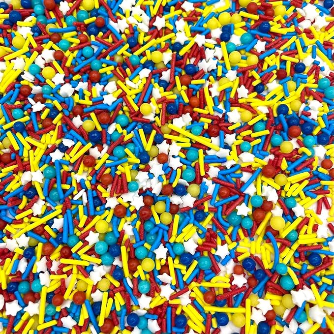 Manvscakes Sprinkles- Edible Cake and Cupcake Sprinkles with Assorted Shapes and Sizes for Parties, Metallic Sprinkle Mix for Cookies, Ice Cream, Cake and Cupcake Decorating, 4 oz (Primary)