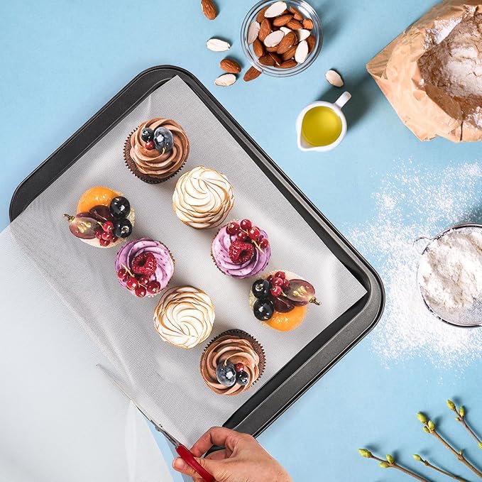 Silicone Baking Mat Roll, 16 In x 8 FT Non-Stick Pastry Mat, Cut to Any Size, Heat Resistant Food Grade Silicone Sheet, Air Fryer Liner for Pie Crust, Pizza Cookies