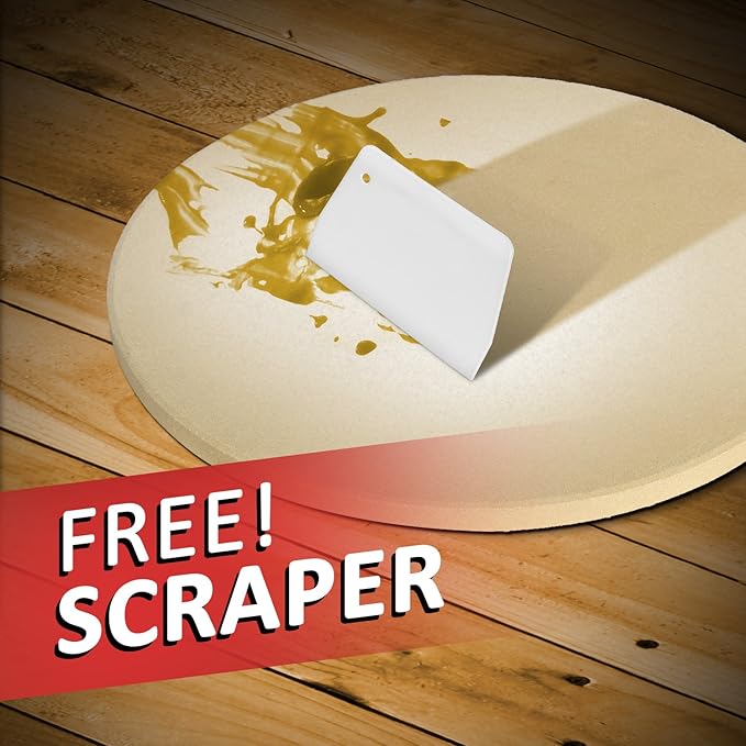LifeSmart Pizza Stone and Scraper 13 inches Ideal for Crispy Crusts Heat Safe for Use on Grills and in Ovens Certified Safe Includes Scraper