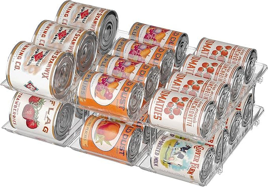 Can Organizer for Pantry Soda Can Organizer Automatic Rolling Food Pantry Storage Rack Can Dispenser for Fridge Holds 24 Cans, Fits 5.8-Inch Soda and Can, Set of 6