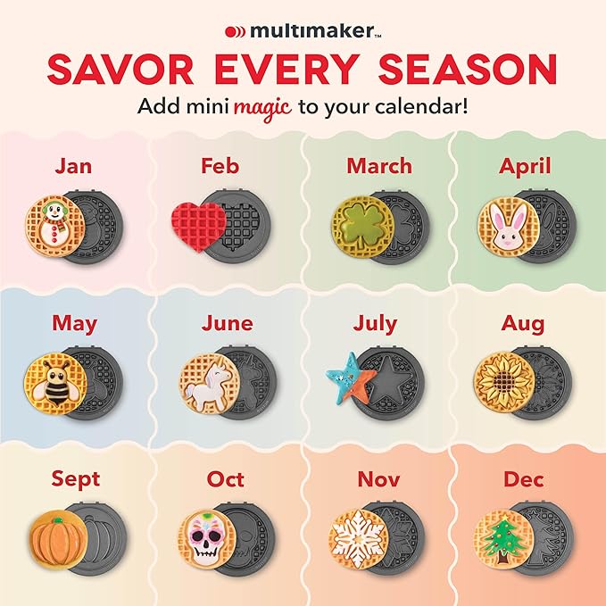 DASH Multimaker Mini System - Waffle Maker with Six 4” Removable Plates & Storage Case: Waffle Iron & Griddle, 4-in-1 Mini Waffle Maker for Kids and Families – Nonstick Surface, Just Add Batter (Aqua)