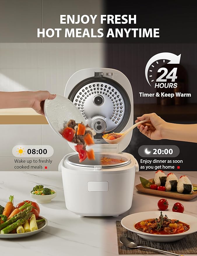 TOSHIBA Umami Smart Rice Cooker 5.5-Cup Uncooked, Fuzzy Logic, 15-in-1 Functions, Digital Display, Delay Timer, Keep Warm, Nonstick Inner Pot, White