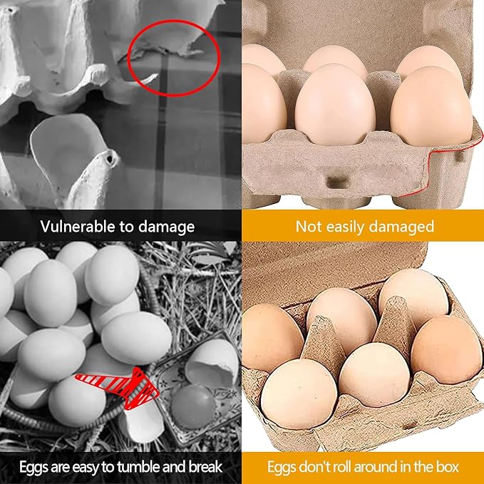 100 Pieces Natural Material Empty Egg Cartons, Each Holds 6 Fiber Egg Carton For Home, Farm, Market, Camping, Picnic, Travel,Reusable.