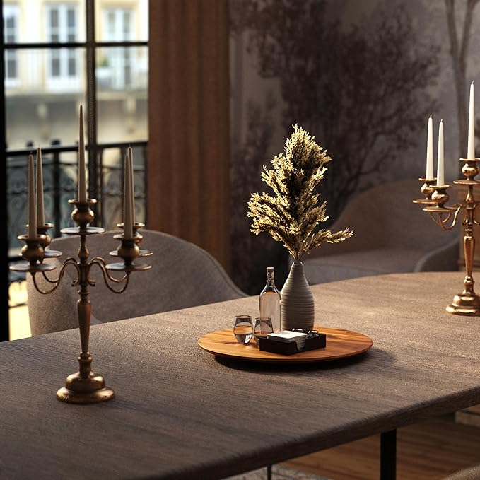 18" Acacia Wood Lazy Susan for Table Top - Wooden Turntable Serving Tray for Charcuterie Boards Cheese Board - Extra Large Round Lazy Susan Organizer - Kitchen Revolution for Countertop