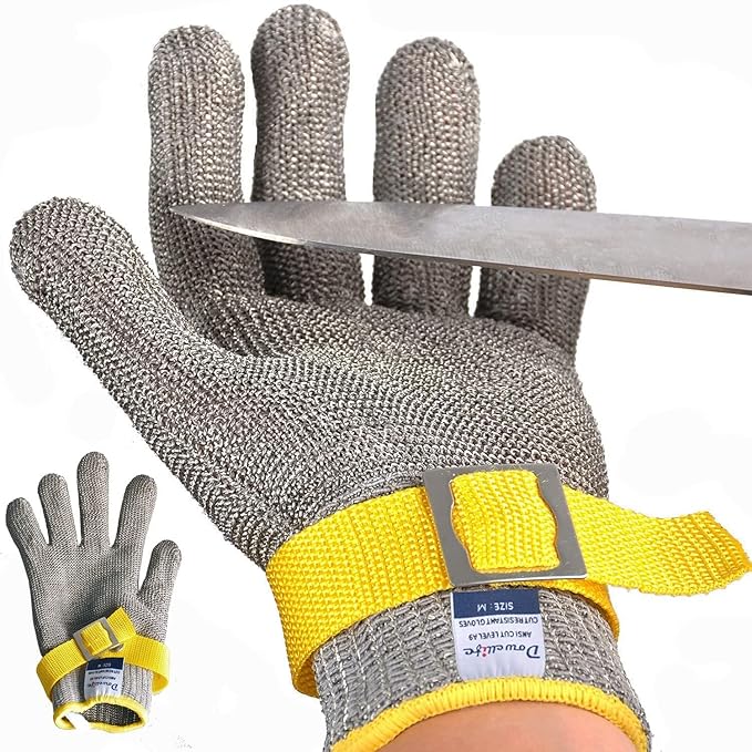 Dowellife Level 9 Cut Resistant Glove, Grey, Small (Pack of 2)