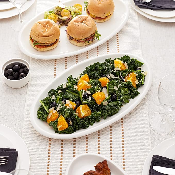 DOWAN 16" Serving Platters, Serving Platters for Wedding, Large Oval Porcelain Serving Tray for Entertaining, Dinner Platters for Serving Food Appetizers Meat, Serving Dishes for Parties, Set of 2