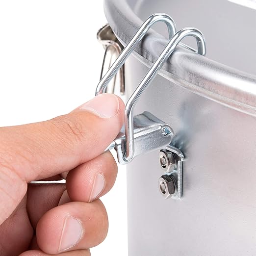 MirOil 7 Gal Grease Bucket & Oil Filter Pot, Made USA, Gasket Safety Lid with Lock Clips, Fryer Oil Capacity Up to 55 lbs. Low Profile To Fit Under Drain Valves, For Filtering of Hot Oil, 60L