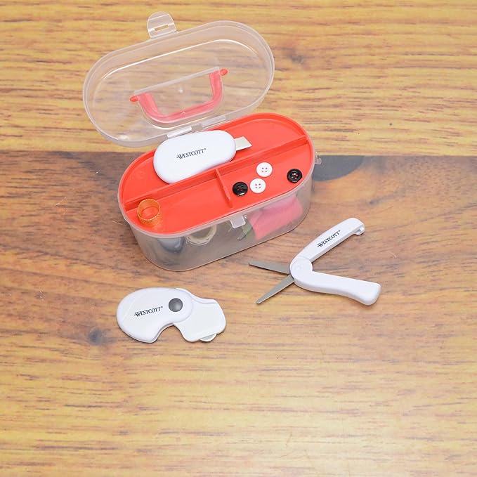 Westcott Titanium-Bonded Mini 3-Piece Travel Set - Folding Scissors for Fabric and Paper, Slicer & Rotary Cutter for Fabric