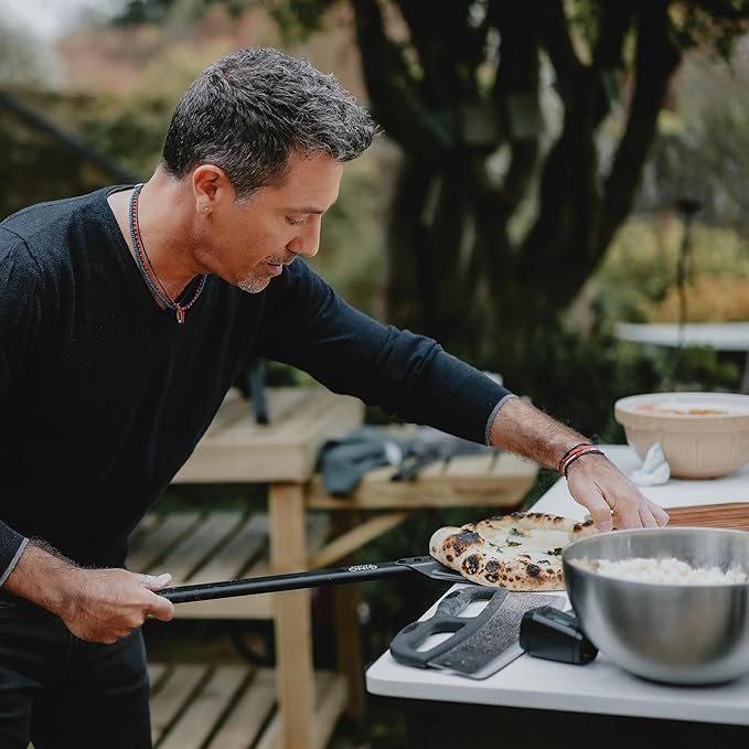 Gino D'Acampo 12" Perforated Pizza Peel: Effortlessly Slide, Rotate, and Retrieve Pizzas - Professional-Grade Perforated Pizza Paddle - Essential Tool for Perfect Homemade Pizzas