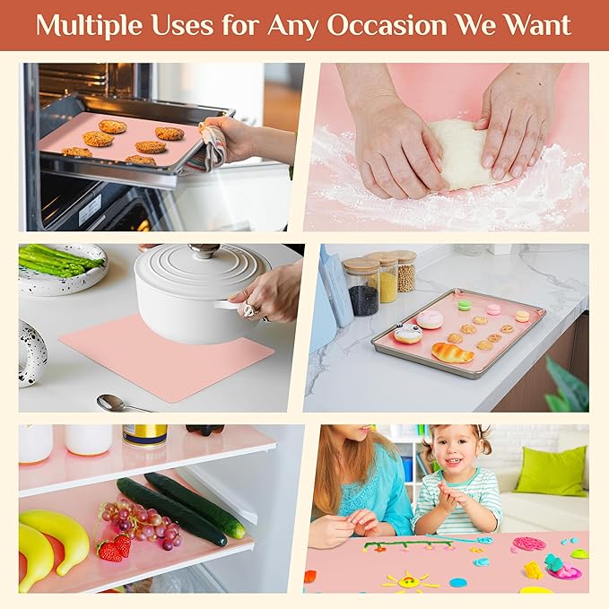 Silicone Baking Mat, 12 IN x 6 FT Free Cutting Baking Sheet, Non-Stick Reusable Dough & Pastry Mat, Non-Slip Silicone Mat Roll for Air Fryer Liner, Freeze Dryer, Oven Baking Pan, Kitchen Counter