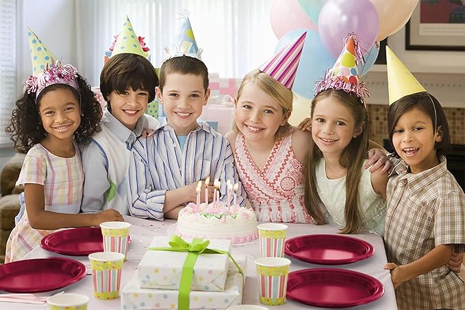 Exquisite Party Solids Burgundy Plastic Plates For Party 10" Burgundy Disposable Plates Heavy Duty Supplies 100 Pcs Plastic Dinnerware Sets Heavy Duty 350 GSM Disposable Dinnerware Set