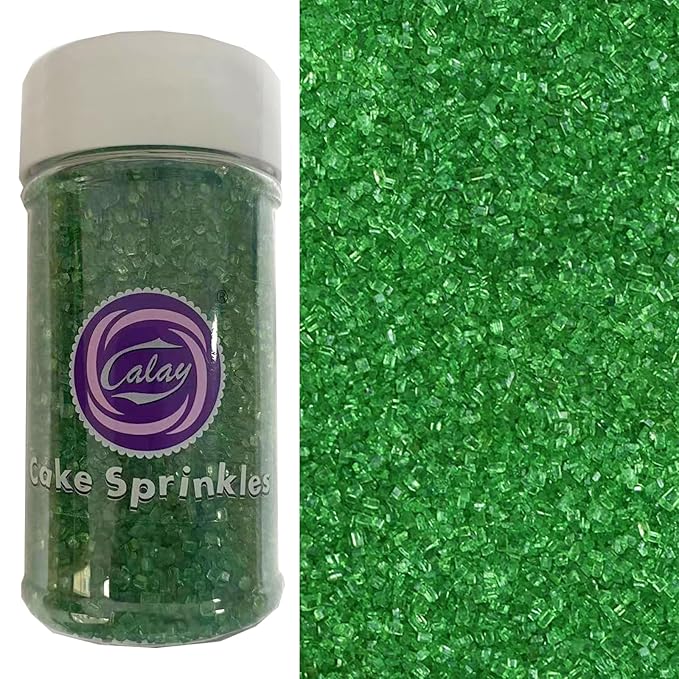 Sentovac Green Sanding Sugar for Baking Edible Sparkling Sugar Sprinkles Coarse Sugar Crystals for Baking Topping Cake Cookie Cupcake Topper Ice Cream Decoration Supplies 3.2 OZ