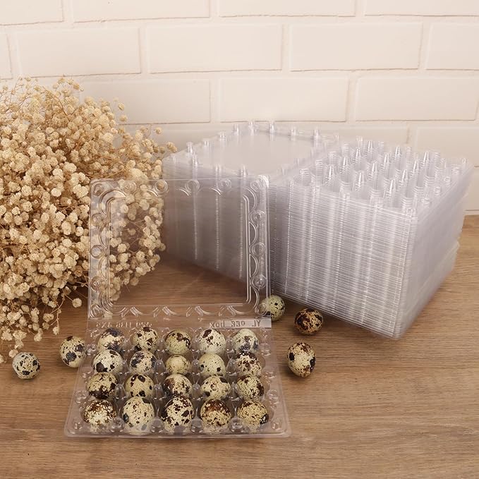 150 Pack Quail Egg Cartons, Clear Plastic Quail Egg Trays, Holds up to 20 Quail Eggs Securely - Your Ultimate Small Eggs Carton Holders for Bulk Storage and Display