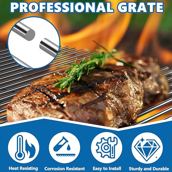 SafBbcue 16517 Cooking Grates for Bull 4 Burner Grill Replacement Parts Bull Angus 47628 47629 47628CE 47629CE Bull Steer 69008 69009 Bull Outlow 26038 26039 Lion Premium 75000