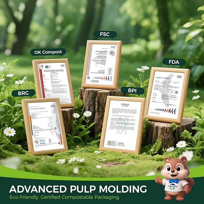 50-Pack 100% Compostable Biodegradable Paper Taco Holders, Eco-Friendly Disposable Paper Taco Tray for Taco Tuesday, Lazy Susan Taco Bar (50-Pack)