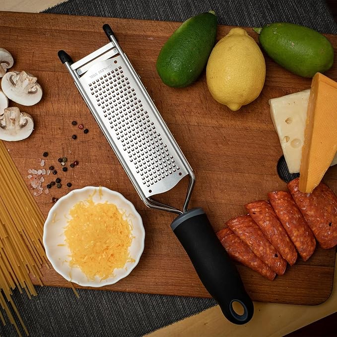 3 in 1 Cheese Grater Zester Citrus Lemon 304 Stainless Steel Zester Versatile Sharp Tool for Parmesan Cheese Ginger Garlic Nutmeg Chocolate Vegetables Fruits 12''