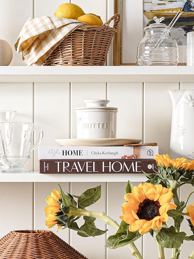 LE TAUCI Butter Crock, Butter Dish with Lid, Butter Container for Counter with Water Line, Embossed French Butter Keeper for Spreadable Butter, Suit For Housewarming - Set of 1, Arctic White, Bee