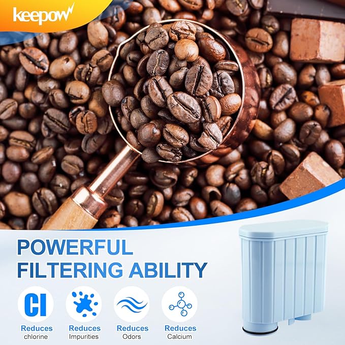 KEEPOW CA6903 Coffee Water Filter Compatible with Philips AquaClean, Aqua Clean Dedicated Anti-Lime Calc and Water Filter for Super-Automatic Espresso Machine, 2 Pack