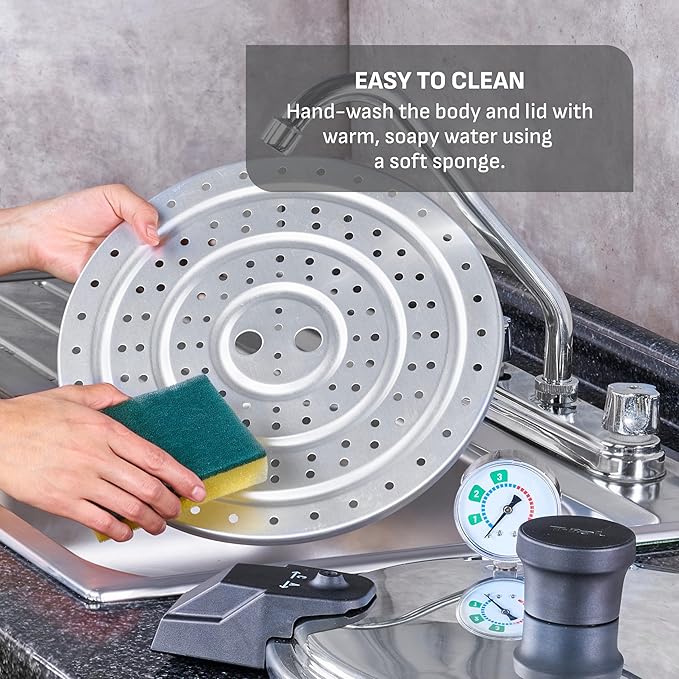 T-fal Pressure Cooker Aluminum Pressure Canner, 22 Quart, 3 PSI Settings, Cookware, Pots and Pans, Large Capacity, Cooling Racks, Recipe Booket, Canning Vegetables, Meats, Poultry, Seafood, Silver