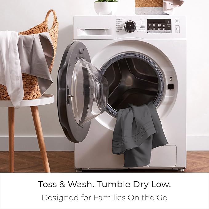 Mellanni Full Sheets Set - 4 PC Iconic Collection Bedding - Hotel Luxury, Extra Soft, Cooling Bed Sheets - Wrinkle, Fade, Stain Resistant (Full, Gray)