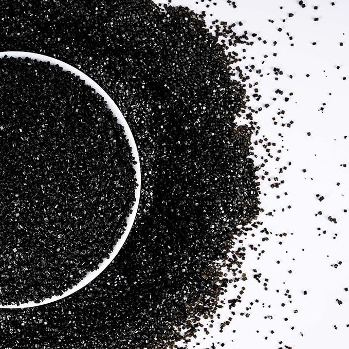 Kasvan Sanding Sugar Sprinkles - Edible Sugar Crystals, Baking Cake Decorations, Ice Cream Toppings cupcake Decorating, Wedding Party Chirstmas Supplies, 85g/3.2oz (Black)