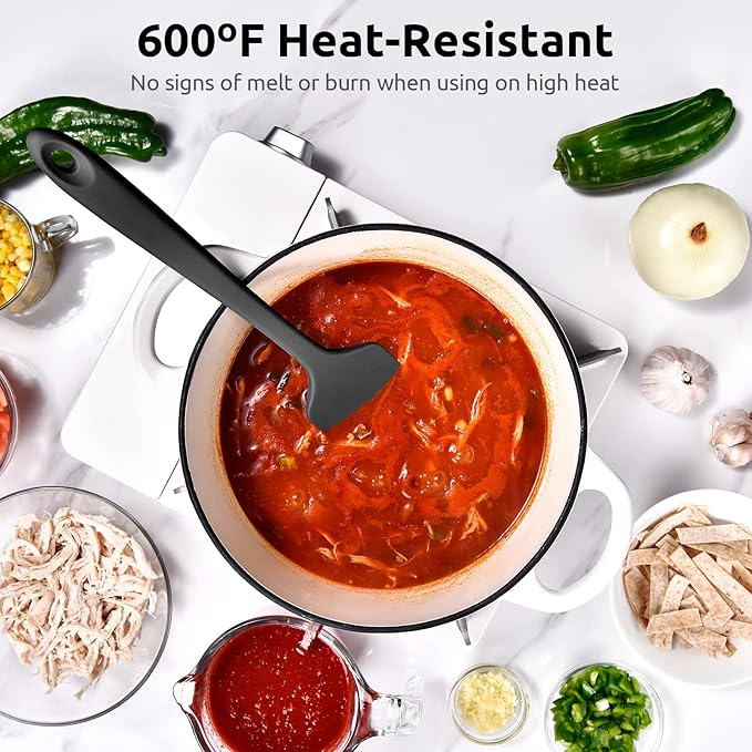 14in Extra Large Silicone Spatula: U-Taste 600ºF Heat Resistant Flexible Silicon Mixing Stirring Cooking Scraping Baking Bowl Scraper Seamless Spreader for Kitchen Nonstick Cookware (Black)