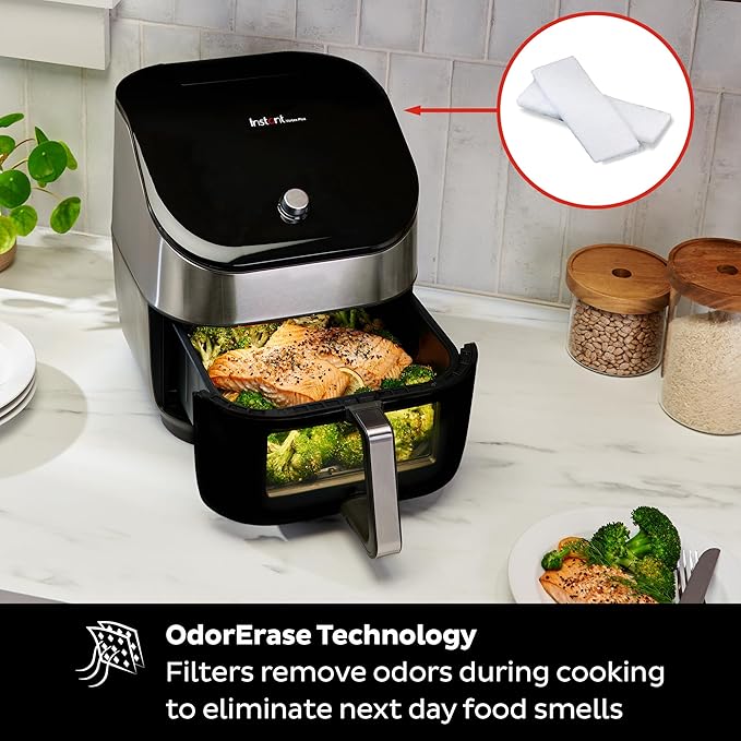 Instant Pot Vortex Plus 6QT Air Fryer with Odor Erase Technology,6-in-1 Functions that Crisps,Roasts, Broils,Dehydrates, Bakes & Reheats, 100+In-App Recipes, from the Makers of Instant Pot,1700W,Black