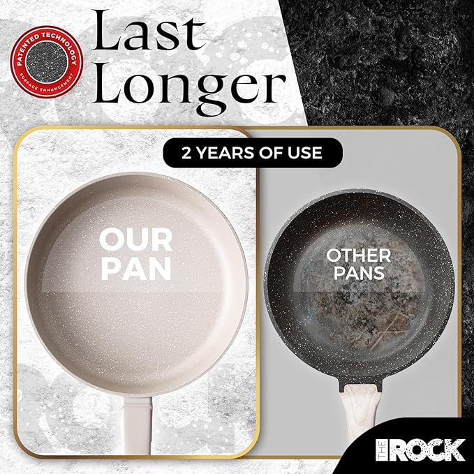 THE ROCK SOHO 11-Inch Ceramic Non Stick Frying Pan – Nothing Sticks, Never Warps, Lasts Longer, Non Toxic Skillet with Heat-Resistant Handle, PTFE PFOA & PFAS Free, Oven & Dishwasher Safe, Cream