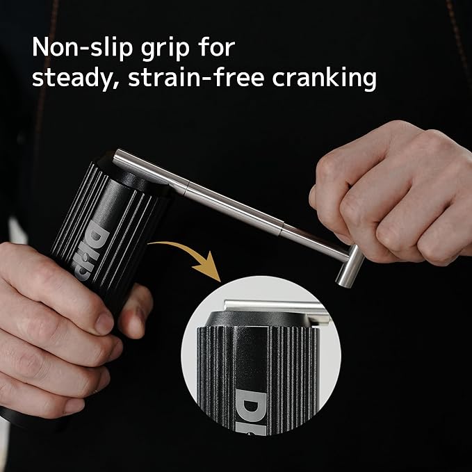 DHPO Sky-Two Manual Coffee Grinder With 7 Axis Stainless Steel Conical Burr Mill, 20g Portable Hand Coffee Grinder With Foldable Handle For Espresso, Drip, French Press, Camping, Travel, Home, Black