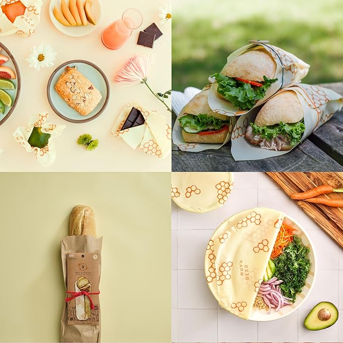 Bee's Wrap Beeswax Wraps for Food - Honeycomb Bread Wrap - Made in USA Reusable Bread Storage Bags - Organic & Eco-Friendly Alternative to Aluminum Foil, Sourdough Bags & Plastic Wrap