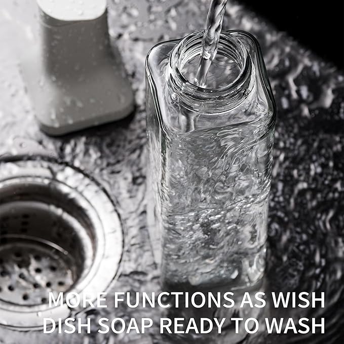 Olive Oil Dispenser for Cooking - 16oz Leakproof Glass Oil Dispenser Bottle with Gravity Spout, Air Fryer, BBQ, Healthy Salad & Non-Stick Pans,BPA-Free,Easy to Refill and Use,Blue