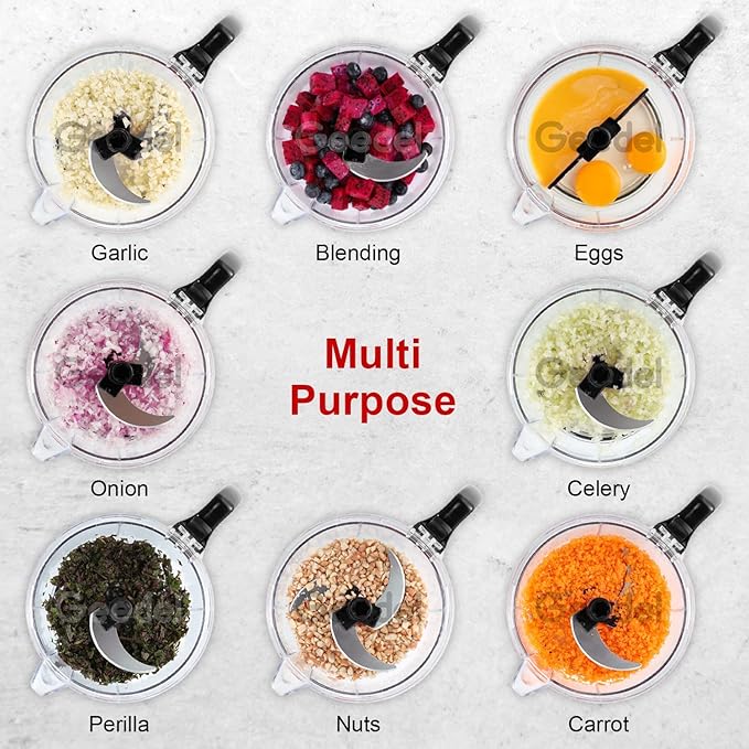 Geedel Hand Food Chopper, Vegetable Quick Chopper Manual Food Processor, Easy To Clean Food Dicer Mincer Mixer Blender, Rotary Onion Cutter for Garlic, Salad, Salsa, Nuts, Meat, Fruit, Ice, etc