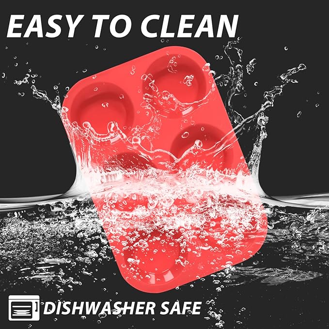 Anaeat Silicone Muffin Pan - 6 Cups Non-Stick Cupcake Molds, Food Grade Silicone Baking Tray for Making Egg Muffin, Cupcake, Quiches, Tart and Desserts, Reusable Muffin Tin Just Pop Out (3 Pack)