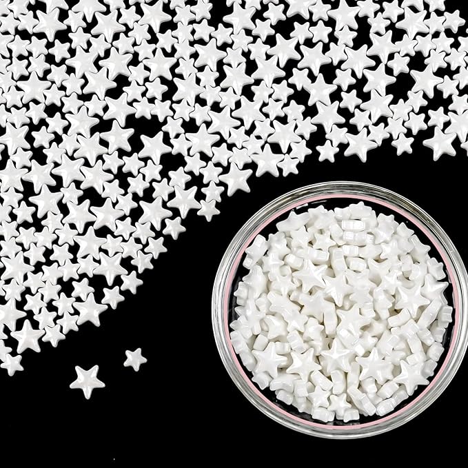 White Star Sprinkles for Cake Decorating, Edible Star Candy, 150g/5.29oz Mix Size, Baking Cake Decoration, Cupcake, Cookie, Holiday, Valentine's Day, Wedding Party, Christmas Supplies
