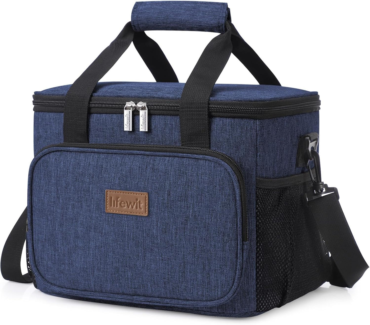 Lifewit Large Lunch Bag Insulated Lunch Box Soft Cooler Cooling Tote for Adult Men Women, Dark Blue 24-Can (15L), 11.8" × 9.1" × 9.1"