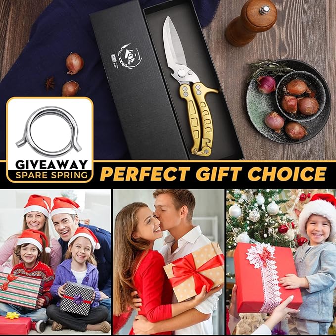 Poultry Shears, Germany Detachable Heavy Duty Kitchen Scissors, Golden Kitchen Shears With Knife Bottle Opener Gift Box, Multipurpose Kitchen Shears For Cooking Chicken Meat Turkey Thanksgiving