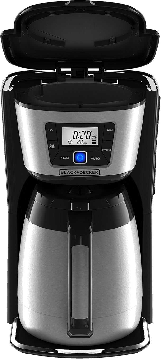BLACK+DECKER 12-Cup Thermal Coffee Maker, Keep Coffee Hot with Insulated Stainless Steel Carafe, Digital Controls, Easy to Clean.
