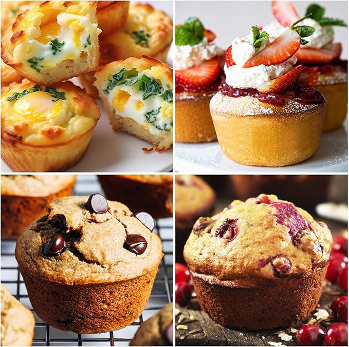 CAKETIME Large Muffin Pan, Metal Reinforced Frame 3.5 Inch Jumbo Silicone Muffin Pan Nonstick 6 Cups for Baking Jumbo Muffin, Frittatas, Jumbo Cupcakes 2 Pack