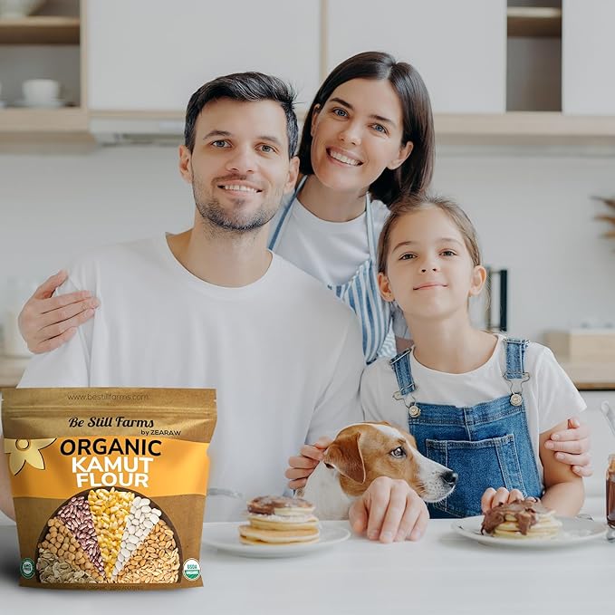 Kamut Flour Organic Bulk by Be Still Farms - Bread Flour for Baking (2.8 lb) Khorasan - Organic Whole Wheat Flour Unbleached - High in Fiber | USA Grown | USDA Certified | Vegan | Non-GMO