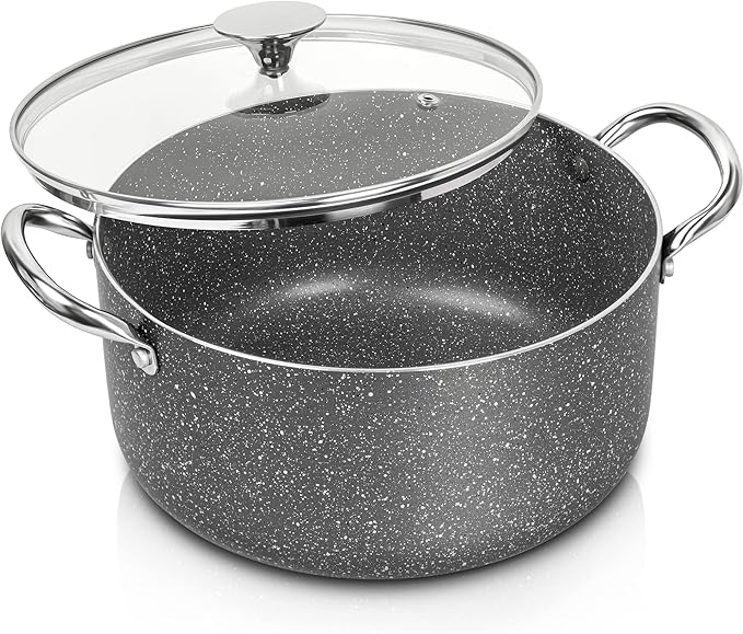 MICHELANGELO 5 Quart Stock Pot with Lid, Nonstick Soup Pot with Lid, Induction Pot for Cooking, 5 Qt Pot with Lid, Non Stick Pot for Kitchen, Stockpot with Stainless Steel Handle, Oven Safe
